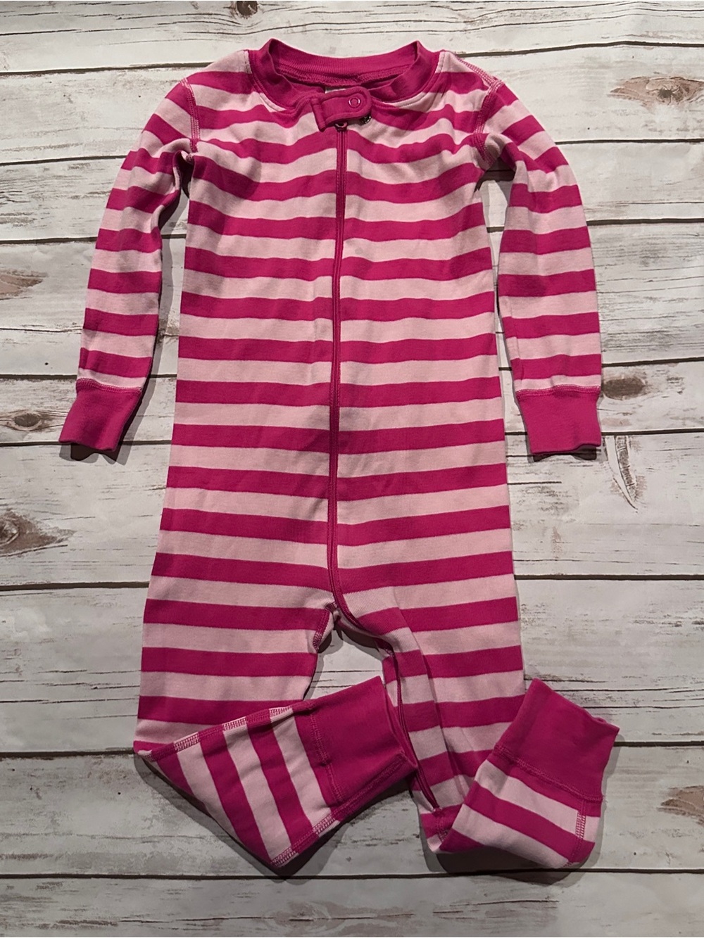 Hanna Andersson pink striped sleeper 90 fair stains